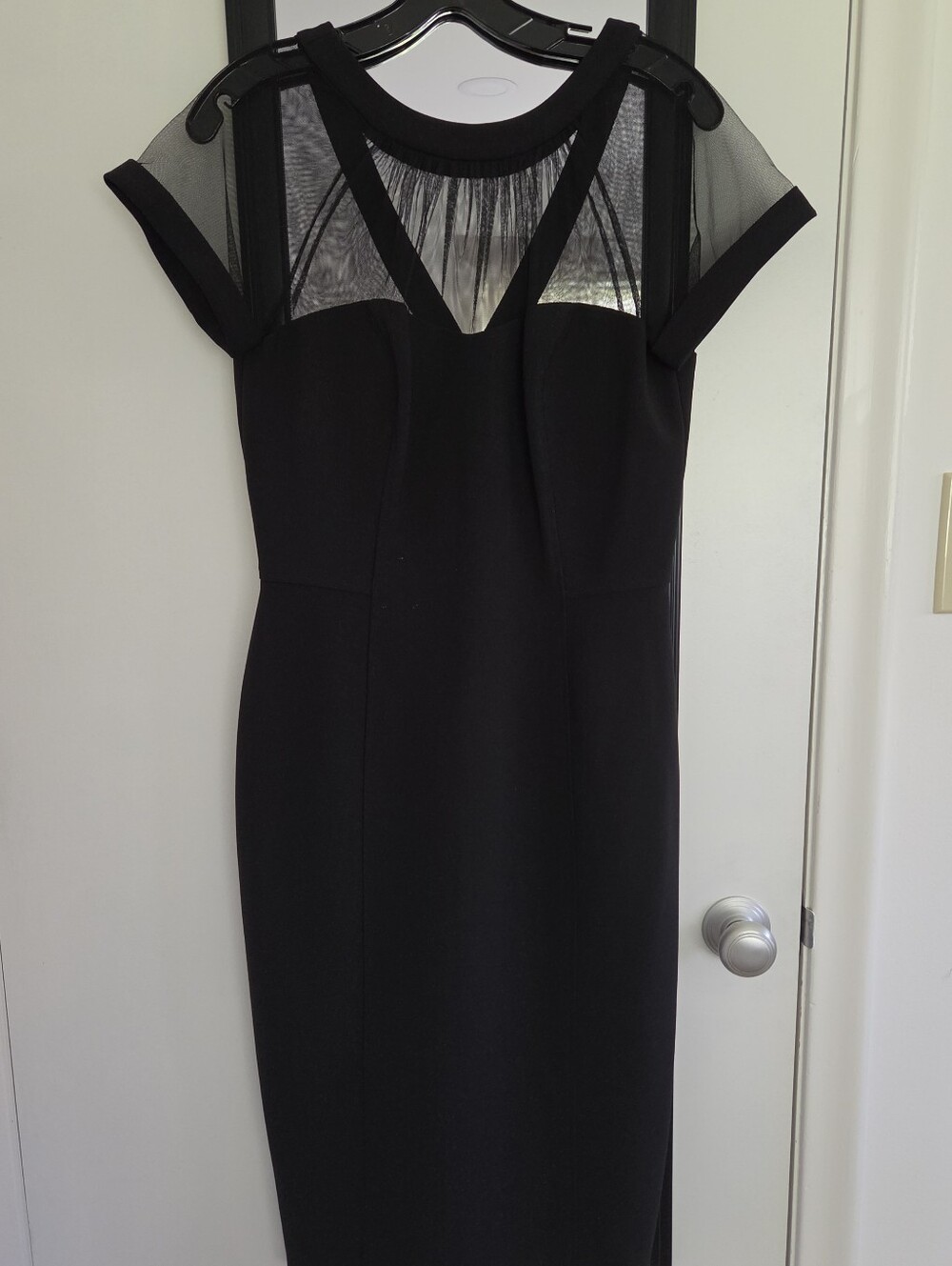 Maggie London Black Mesh Yoke Sheath Dress